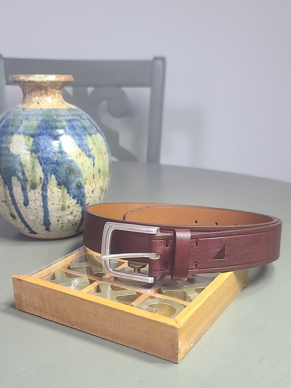 Untuckit Men's Brown Leather Belt - Classic Casual Style Size 34